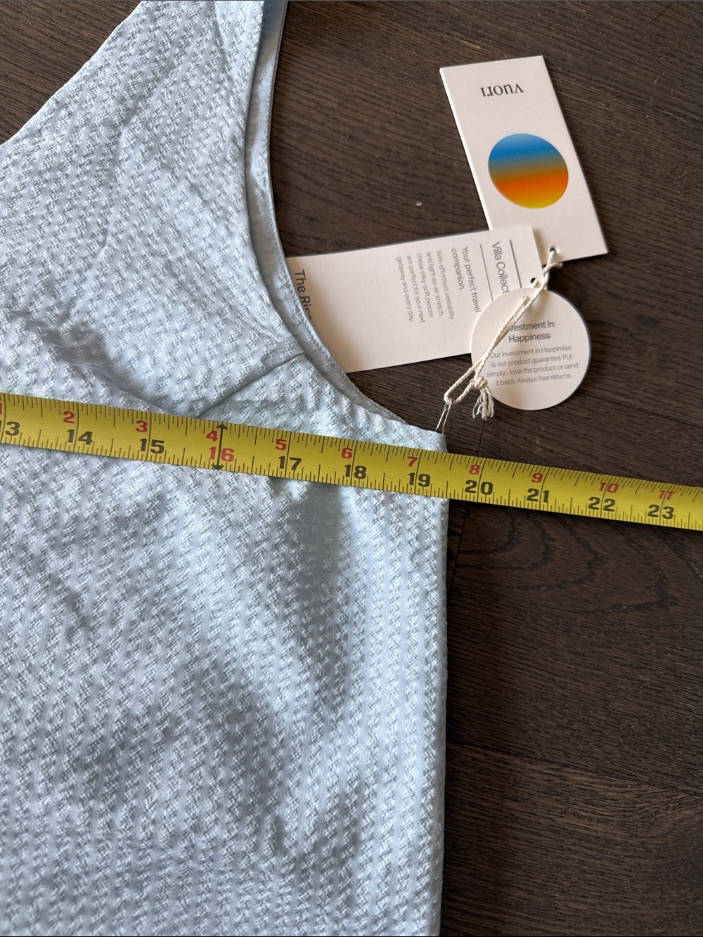 Vuori Villa Textured Cropped Tank Top - Light Blue NWT, Size M - Picture 6 of 6